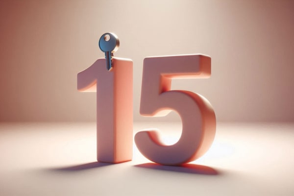 Le chiffre 15 à côté d'une clé